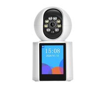 KVBRUI Caméra d'appel vidéo WiFi 3MP, Protection de sécurité, Moniteur for bébé, SOS, écran 2.8 Pouces, Bouton d'appel PTZ, Suivi Automatique(UK Plug,3MP NO SD Card)
