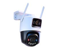 KVBRUI Caméra de sécurité 4G à Double Objectif, détection de véhicule Humain par IA, Voyant d'avertissement Rouge-Bleu, caméra de Surveillance extérieure(US Plug,Camera add 128G)
