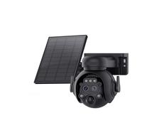 KVBRUI Caméra de sécurité Solaire 4G LTE avec Zoom x12, Vision Nocturne 8 MP, Double Objectif, Wi-FI, Batterie Solaire, détection Humaine PIR(Orange)