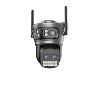 KVBRUI Caméra de sécurité Wi-FI 20 MP 8K, Quatre objectifs, Trois écrans, Zoom 10X, Double Objectif 10 MP 5K, Double écran, Suivi Automatique, for l'extérieur(US Plug,20MP Add 64G Card)