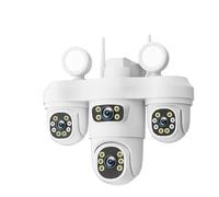 KVBRUI Caméra de sécurité WiFi HD 20MP, projecteur à 4 objectifs, interphone bidirectionnel, Suivi de Mouvement, étanche IP66, vidéosurveillance IP(EU Plug,Four Lens 128GB)