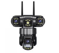 KVBRUI Caméra de Surveillance extérieure IP PTZ 15 MP, Triple Objectif, Trois écrans, HD, Wi-FI, Zoom x10, détection de présence Humaine, IA(UK Plug_WiFi Camera)