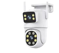 KVBRUI Caméra de Surveillance extérieure PTZ 4K 8MP à Double Objectif, avec Suivi Automatique des mouvements et IA(UK Plug,4MP No SD Card)