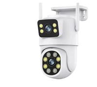 KVBRUI Caméra de Surveillance extérieure PTZ 4K à Double Objectif 10 MP, Double écran, Suivi Automatique, vidéosurveillance(EU Plug,10MP Add 64G Card)