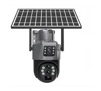 KVBRUI Caméra de Surveillance extérieure Solaire 12 MP, Zoom x10, Triple Objectif, Double écran, 6K, 4G, WiFi, PTZ, Conversation bidirectionnelle, Suivi Automatique des Personnes, V380Pro(Gray)