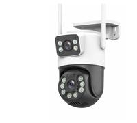 KVBRUI Caméra de Surveillance Wi-FI 4K 8 MP, Double Objectif, Zoom numérique 4X, détection de présence Humaine par IA, caméras IP PTZ de sécurité extérieure(US Plug,8MP ADD 64G)