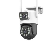 KVBRUI Caméra de Surveillance Wi-FI 4K 8 MP, Double Objectif, Zoom numérique 4X, détection de présence Humaine par IA, caméras IP PTZ de sécurité extérieure(EU Plug,8MP NO Card)