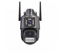 KVBRUI Caméra de Surveillance Wi-FI 4K 8 MP, Double Objectif, Zoom numérique 4X, détection de présence Humaine par IA, caméras IP PTZ de sécurité extérieure(EU Plug,4MP with 64G Card)