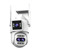 KVBRUI Caméra IP 4K HD extérieure à Trois objectifs, Zoom Optique 10X, caméra de sécurité WiFi, Suivi Automatique, vidéosurveillance Audio(UK Plug_8MP ADD 128G Card)