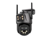 KVBRUI Caméra IP extérieure HD 6K 9MP, WiFi Externe à Trois objectifs, Double écran 4K 8MP, PTZ, Surveillance Automatique(US Plug,6K Add 128G)