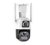 KVBRUI Caméra IP extérieure PTZ 6MP 3K 4G, Double Objectif, Double écran 2,4G/5,8 Pouces, détection Humaine, vidéosurveillance(US Plug_6MP WiFi 64G Card)