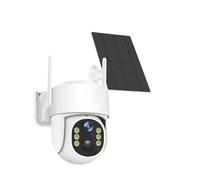 KVBRUI Caméra IP PTZ à Panneau Solaire, WiFi 4MP, 4G, vidéosurveillance, Protection de sécurité, Batterie intégrée, Longue durée de Veille(2MP WiFi and 64G SD)