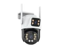 KVBRUI Caméra IP PTZ extérieure à Trois objectifs, 6K HD, Trois écrans, WiFi, Suivi Automatique, Double Objectif 4K(UK Plug,4K Camera)