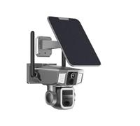 KVBRUI Caméra IP Solaire 12MP 4G et Wi-FI Zoom HD, résistante à la Chaleur, Trois objectifs, Panneau Solaire 4K, détection Humaine, PTZ(UK Plug,NV-7A 128G Card)