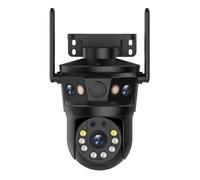 KVBRUI Caméra IP WiFi 12MP à Trois écrans, PTZ extérieure à Trois objectifs, détection Humaine par IA, étanche(UK Plug,12MP add 32G)