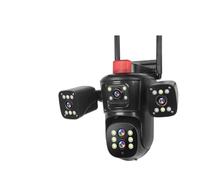KVBRUI Caméra IP WiFi extérieure 20 MP, Quatre écrans, Zoom Optique 10X, Cinq objectifs, PTZ, Suivi Automatique, étanche(EU Plug,10K 10xZoom No Card)