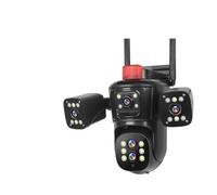 KVBRUI Caméra IP WiFi extérieure 20 MP, Quatre écrans, Zoom Optique 10X, Cinq objectifs, PTZ, Suivi Automatique, étanche(EU Plug,10K 10xZoom Add 32G)
