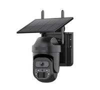 KVBRUI Caméra Solaire 4G 12MP avec Zoom x15, Trois objectifs, Vue à 360°, Panneau Solaire 5 W, caméra IP PTZ de sécurité extérieure, Batterie 7800 mAh(4MP 4G 128GB No Zoom)