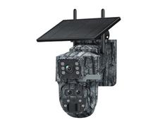 KVBRUI Caméra Solaire 4G 12MP, Zoom x15, Trois objectifs, Vue à 360°, Panneau Solaire 5 W, caméra IP PTZ de sécurité extérieure, 7800 mAh, Vision Nocturne(12MP 4G 15XZOOM 64GB)