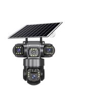 KVBRUI Caméra Solaire 4G 3 objectifs 15 MP HD, sécurité CCTV IP66, étanche, Vision Nocturne, Audio bidirectionnel, Suivi Mobile, caméras IP V380(4G Camera 32G Card)
