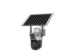 KVBRUI Caméra Solaire d'extérieur 12 MP 4G/Wi-FI, Double écran, Zoom x10, 6K, Trois objectifs, Suivi Automatique des mouvements, V380 Pro(4G 10xZoom 32G)