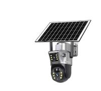 KVBRUI Caméra Solaire d'extérieur 12 MP 4G/Wi-FI, Double écran, Zoom x10, 6K, Trois objectifs, Suivi Automatique des mouvements, V380 Pro(4G No Zoom 64G)