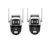KVBRUI Lot de 2 caméras Wi-FI 8 MP, Double Objectif, Double écran, Surveillance extérieure, détection Humaine, sécurité, Protection, PTZ IP(AU Plug,2Pack Camera NO Card)