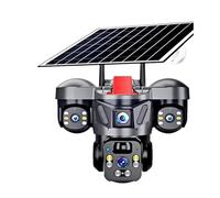 KVBRUI V380 Pro extérieur PTZ 6MP WiFi 4G caméra Solaire sécurité à Domicile caméra Triple Objectif Panneau Solaire CCTV Surveillance vidéo(4G Cam and 128GB)