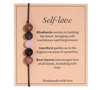 Kvekstio Bracelet en cristal pour femme, cadeau porte-bonheur, amour de soi, cadeau de rappel quotidien réconfortant pour soulager le stress, l'anxiété, cadeau de récupération, Medium, Cristal Nylon