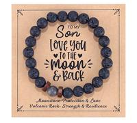Kvekstio Bracelet « To My Son » de maman et papa, bracelet en pierre volcanique naturelle pour homme et adolescent, idée cadeau d'anniversaire, de Noël, de remise de diplôme pour jeunes hommes