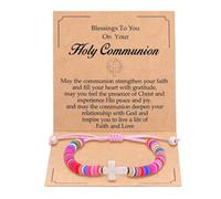 Kvekstio Cadeau chrétien, bracelet à breloques en forme de croix avec carte de prière, bijoux inspirés de la foi pour femme, Medium, Alliage Nylon, Pas de gemme