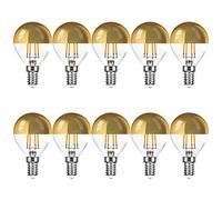 KVG Lot de 10 ampoules LED à filament en forme de goutte 4 W = 40 W E14 Miroir tête doré extra blanc chaud 2200 K