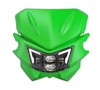 KVGAEANDNK Phare de phare LED E24 pour KLX125 pour D-Tracker pour KLX150 pour KLX 125 150 2010-2016 lampe de moto avec DRL 23007-0146 Plaque Phare Avant Moto(Headlight Mask Green)