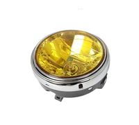 KVGAEANDNK Phare rond de moto 12V Lampe avant rétro halogène ambre pour CB900 pour CB400 pour CB750 pour CB1300 pour CB1100 pour VTR250 pour XJR400 pour ZRX400 Plaque Phare Avant Moto(1Pc Yellow)