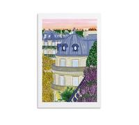 KVIINKD Affiche murale vintage avec toits de Paris - Décoration murale moderne et esthétique - Cadeau pour un ami - Sans cadre - 30 x 45 cm
