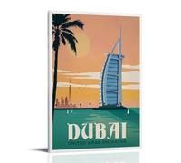 KVIINKD Affiche murale vintage style Europe Amérique Dubaï pour voyage, salon, chambre à coucher, décoration murale moderne et esthétique, cadeau pour ami, style cadre 40 x 60 cm