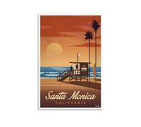 KVIINKD Affiche murale vintage style Europe Amérique Santa Monica - Décoration murale moderne et esthétique - Cadeau pour un ami - Sans cadre - 20 x 30 cm