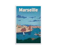 KVIINKD Affiche murale vintage style Marseille pour voyage, chambre à coucher, décoration moderne et esthétique, cadeau pour ami, sans cadre, 50 x 75 cm