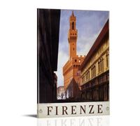 KVIINKD Firenze Poster vintage de voyage en Italie pour salon, chambre à coucher, décoration murale moderne esthétique, cadeau pour ami, style cadre, 20 x 30 cm