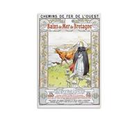 KVIINKD Poster vintage « Bains De Mer De Bretagne » - Décoration murale moderne - Cadeau pour un ami - Sans cadre - 30 x 45 cm