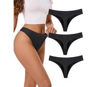 Kvitko String menstruel pour femme 4 couches en nylon sexy anti-fuites, noir, Large