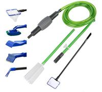 Kvittra Kit de nettoyage de gravier, kit de nettoyage d'aquarium (6 en 1), aspirateur de gravier avec grattoir à algues, contrôleur de débit d'eau et tuyau extensible pour changer rapidement l'eau