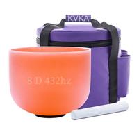 KVKA Bol chantant en note de ré - 20 cm - 432 Hz - Orange - 20 cm - Chakra - Pour yoga, méditation, guérison, relaxation, soulagement du stress - Avec sac de transport