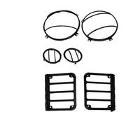 KVKQMLFEAW Phare Antibrouillard Grille Ensemble De Couvercles Protection pour Phares Voiture en Fer Noir pour Wrangler JK 2007 - 2017 Feux Arrière Et Feux De Signalisation Calandre Cache Phare(Combo)