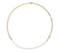 KVLmoze Trombone Perle Collier Plaqué Or 18 Carats Demi Perle 4mm Triée À Main Dainty Délicat Bijoux Élégants pour Filles Femmes