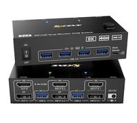 Kvm Commutateur 2 Moniteurs 2 Pc 8K Displayport + Hdmi Usb 30 Commutateur Kvm Pour Deux Moniteurs, Prend En Charge 8K @ 60Hz, 4K @ 120Hz Pour 2 Ordinateurs Qui Partagent Clavier[ZHB0022]