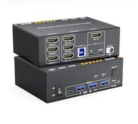 KVM Commutateur 3 moniteurs pour 1 ordinateur portable et 1 bureau 4K @ 60 Hz, commutateur HDMI + USB C KVM Station d'accueil Trois écrans, charge PD 87 W