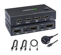 KVM HDMI Switch USB 2 port, Commutateur KVM 4K@ 30Hz Pour 2 Ordinateurs Partager Souris Cavier moniteur, Compatible avec Windows/Vista/Linux, Avec bouton externe