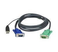 Aten Câble KVM USB 2L-5202U 1,8 m VGA SPHD-15 3-en-1 Noir (HDB-15/USB A, mâle)