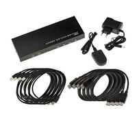 KALEA-INFORMATIQUE KVM Switch Automatique pour 4 PC avec Liaison écran DISPLAYPORT 4K 60Hz et Clavier Souris sur Port USB. avec télécommande, Alimentation et Cordons - Ultra HD 4K 60Hz